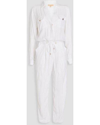 Melissa Odabash Magnolia Pleated Gathered Crepe Jumpsuit - White