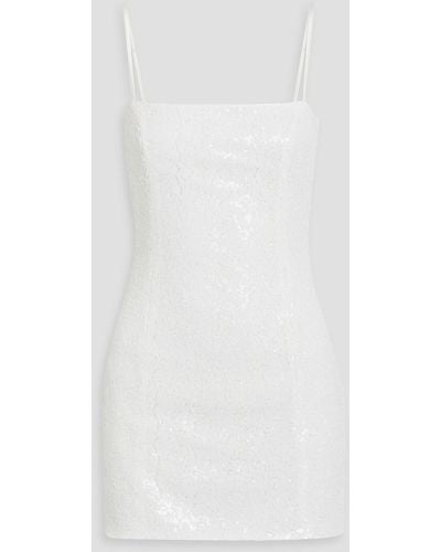 HVN Mia Sequined Cotton-mesh Mini Dress - White