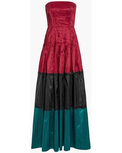 Sachin & Babi Delhi strapless pleated color-block silk-taffeta gown - Rot