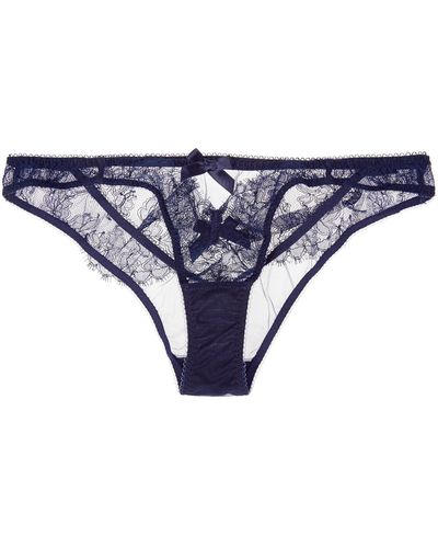 Agent Provocateur Willa Low-rise Leavers Lace And Tulle Briefs - Blue