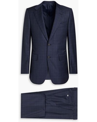 Dunhill Gingham Silk-crepe Suit - Blue