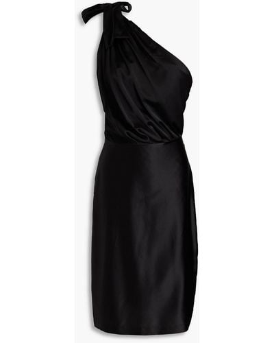 retroféte Nadia minikleid aus satin aus stretch-seide mit asymmetrischer schulterpartie - Schwarz