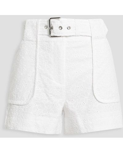 10 Crosby Derek Lam Montery Belted Broderie Anglaise Cotton Shorts - White