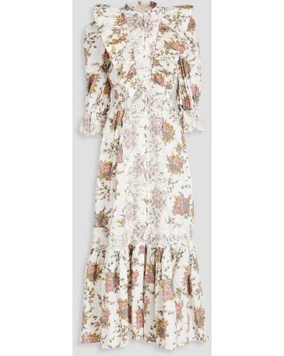 byTiMo Ruffled Floral-print Cotton Maxi Dress - Natural