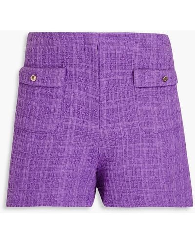 Maje Button-embellished Cotton-tweed Shorts - Purple