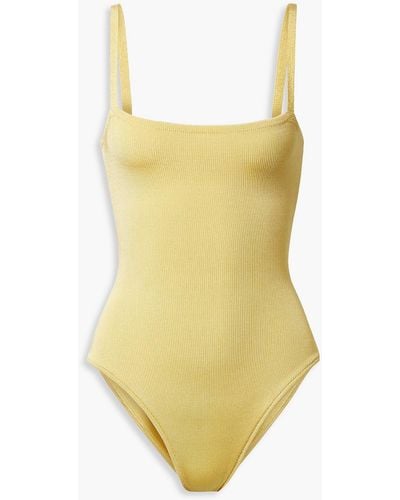 Calle Del Mar Ribbed-knit Bodysuit - Yellow
