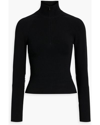 T By Alexander Wang Stretch-knit Half-zip Sweater - Black