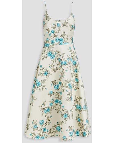 Emilia Wickstead Lana Floral-print Satin Midi Dress - White