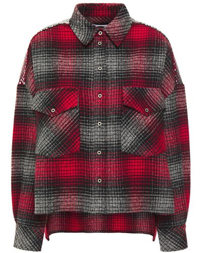 IRO Ilave Oversized Studded Checked Cotton-blend Flannel Shirt - Red