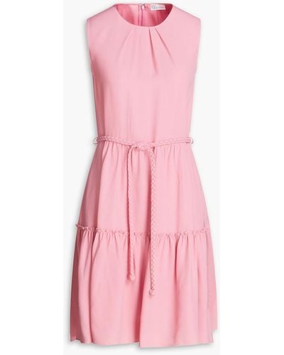 RED Valentino Tiered Pleated Crepe Mini Dress - Pink