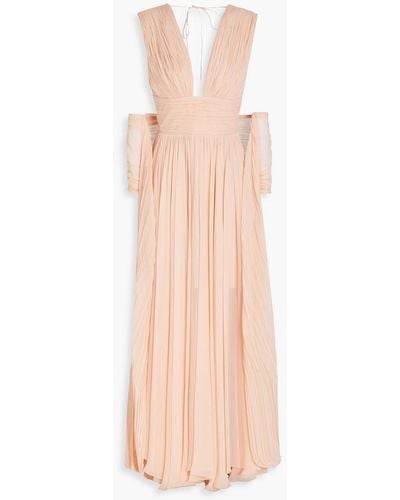 Maria Lucia Hohan Cutout Plissé Silk-georgette Gown - Pink