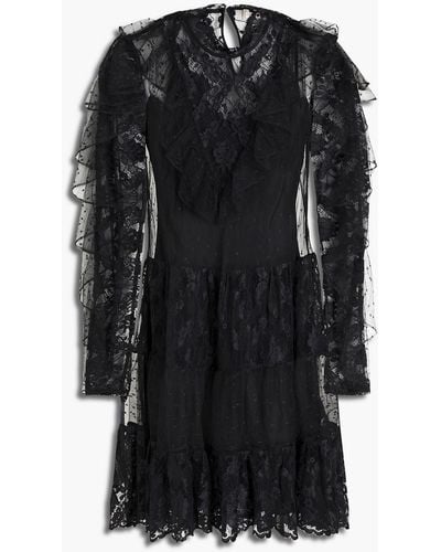 Temperley London Florence minikleid aus point d'esprit mit spitzeneinsätzen - Schwarz