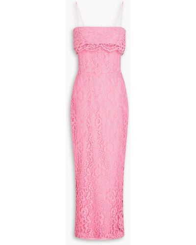 Rasario Cotton-blend Corded Lace Midi Dress - Pink