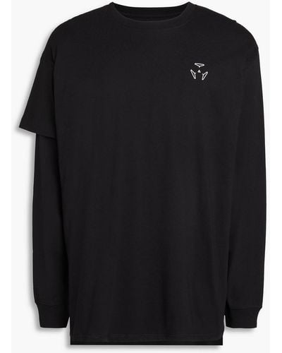 ACRONYM Mehrlagiges t-shirt aus baumwoll-jersey mit print - Schwarz