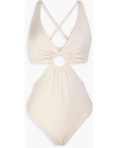 Onia Marisole Cutout Ribbed Swimsuit - White