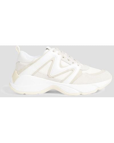 Maje Mesh, Suede And Leather Sneakers - White