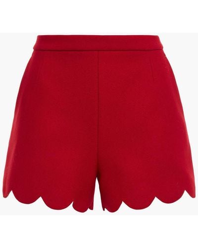 RED Valentino Scalloped Wool-blend Shorts - Red