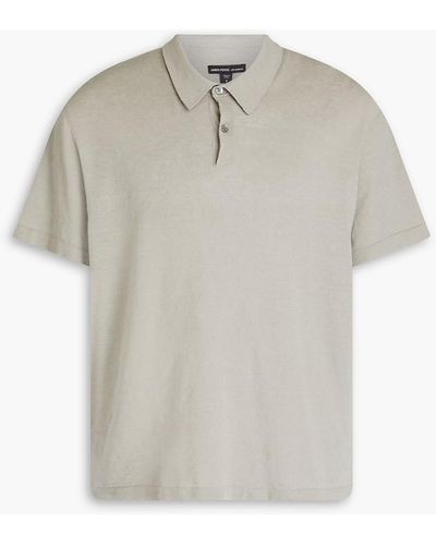 James Perse Slub Linen-blend Polo Shirt - Grey