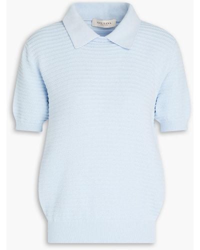 Giuliva Heritage Siena Textured-cotton Polo Sweater - Blue