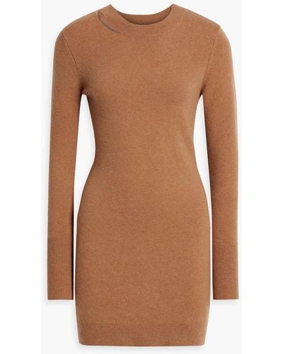 FRAME Cutout Cashmere-blend Mini Dress - Brown