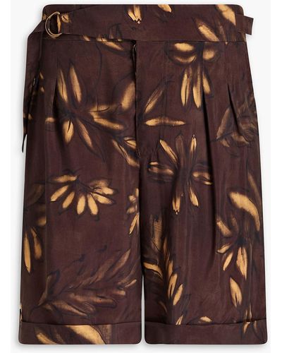 Nanushka Nagi Gurkha Pleated Printed Shorts - Brown
