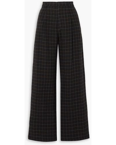 R13 Checked Linen Wide-leg Trousers - Black