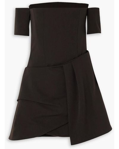 Maximilian Skarla Off-the-shoulder Layered Crepe Mini Dress - Black