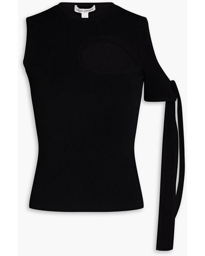 Autumn Cashmere Tie-detailed Cutout Knitted Top - Black