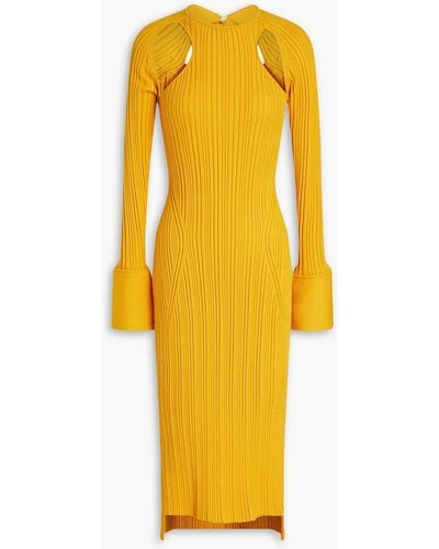 3.1 Phillip Lim Cutout Ribbed Wool-blend Midi Dress - Yellow