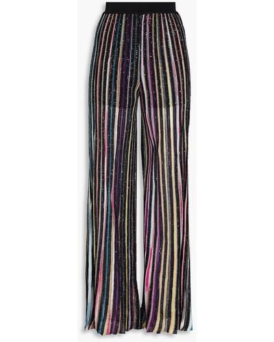 Missoni Metallic Sequined Crochet-knit Wide-leg Trousers - Black