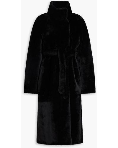 Yves Salomon Belted Shearling Coat - Black