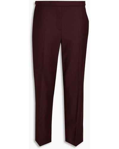 Theory Cropped Wool-flannel Tapered Trousers - Purple