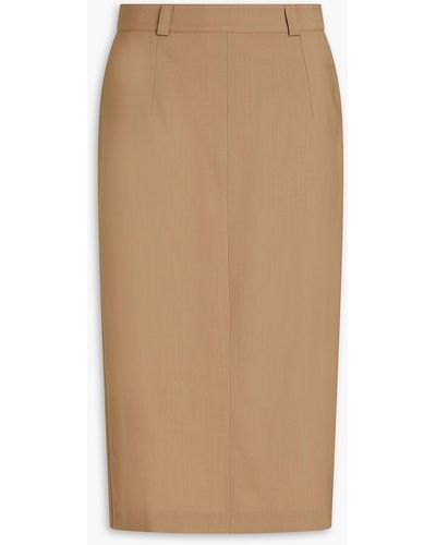 Envelope Cameo Wool-canvas Midi Pencil Skirt - Natural
