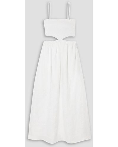 Faithfull The Brand Tayari Cutout Shirred Linen Midi Dress - White