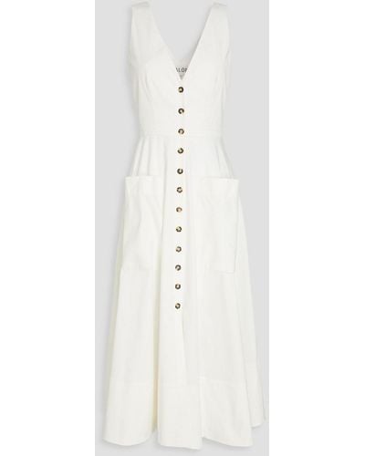 Saloni Zoey Cutout Cotton-blend Poplin Midi Dress - White