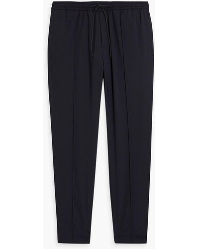 Theory Tapered Wool-blend Drawstring Pants - Blue