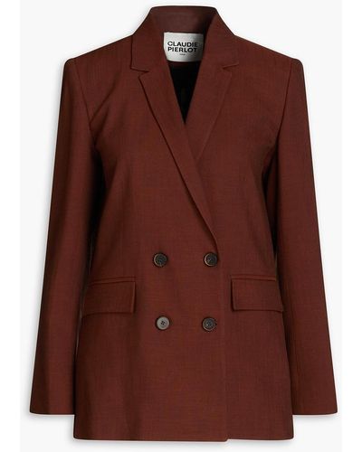 Claudie Pierlot Vrille Double-breasted Woven Blazer - Brown