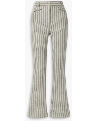 Acne Studios Striped Wool And Cotton-blend Flared Trousers - Grey