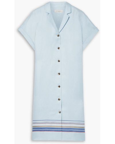Lafayette 148 New York Sawyer Striped Linen-blend Jacquard Shirt Dress - Blue