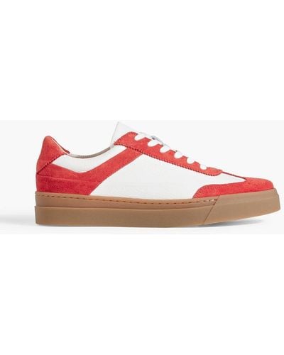 Iris & Ink Gina Leather And Suede Trainers - Red