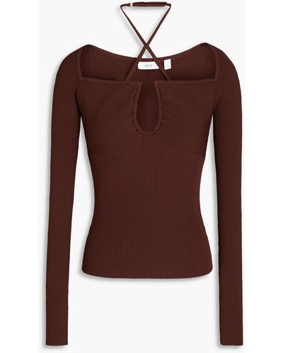 A.L.C. Annabelle Cutout Ribbed-knit Top - Brown