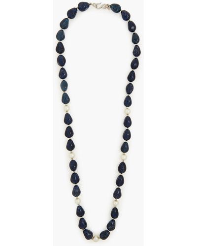 Kenneth Jay Lane Silver-tone, Faux Pearl And Stone Necklace - Black