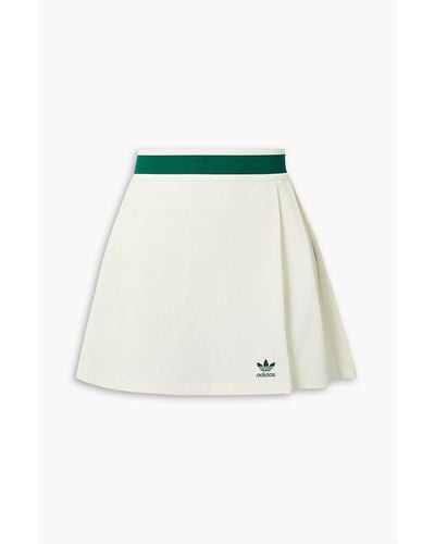 adidas Originals Logo-embroidered Pleated Recycled Piqué Mini Skirt - White