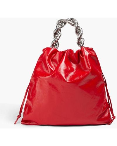 Jil Sander Chain-embellished Leather Tote - Red