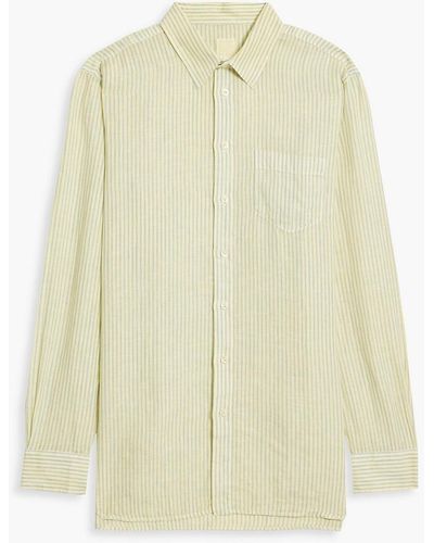 120% Lino Striped Linen Shirt - White