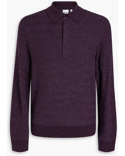 Paul Smith Ribbed Merino Wool Polo Sweater - Purple