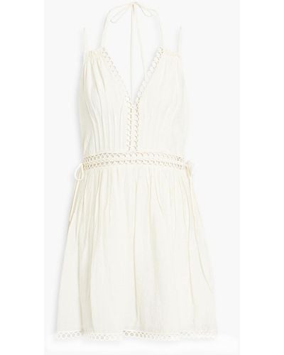 Jonathan Simkhai Trista Crochet-trimmed Gauze Halterneck Mini Dress - White