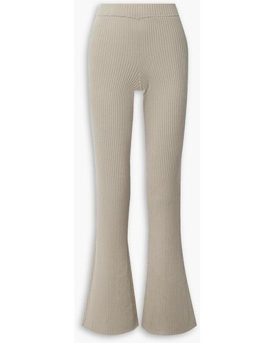 Allude Ribbed Cotton Flared Pants - Natural