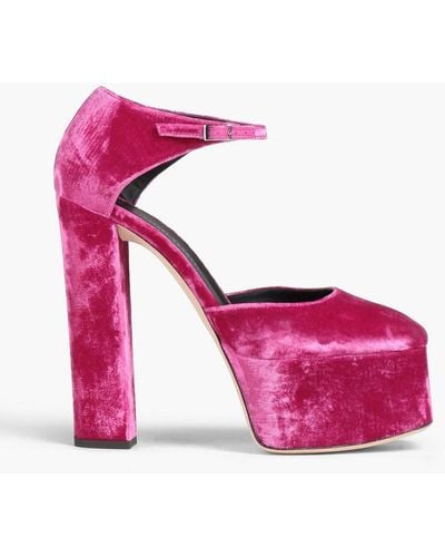 Giuseppe Zanotti Bebe Velvet Platform Court Shoes - Pink