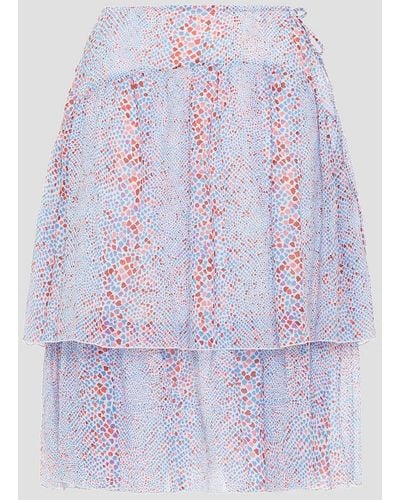 See By Chloé Printed Cotton And Silk-blend Chiffon Skirt - White